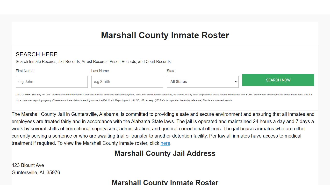 Marshall County Inmate Roster